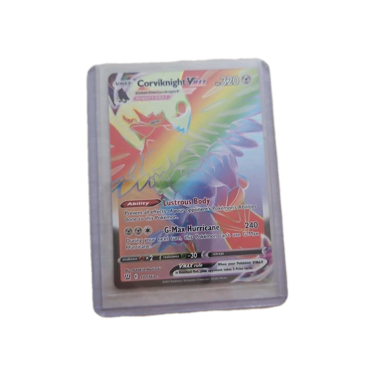 Pokemon TCG Corviknight VMAX 171/163 Battle Styles Secret Rainbow Rare Holo, NM