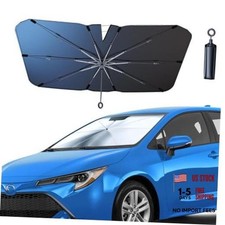 Car Front Windshield Sun Shade with Pull Cord, Umbrella Sun Shade for 55"x29"