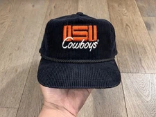 VTG 90s Oklahoma State University Cowboys YOUNGAN Corduroy Rope Hat Cap Strap