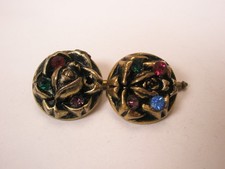 SINGLES 2 3/4" Rhinestone Flowers Vintage LARGE Formal Tux Prom Shirt Stud f37