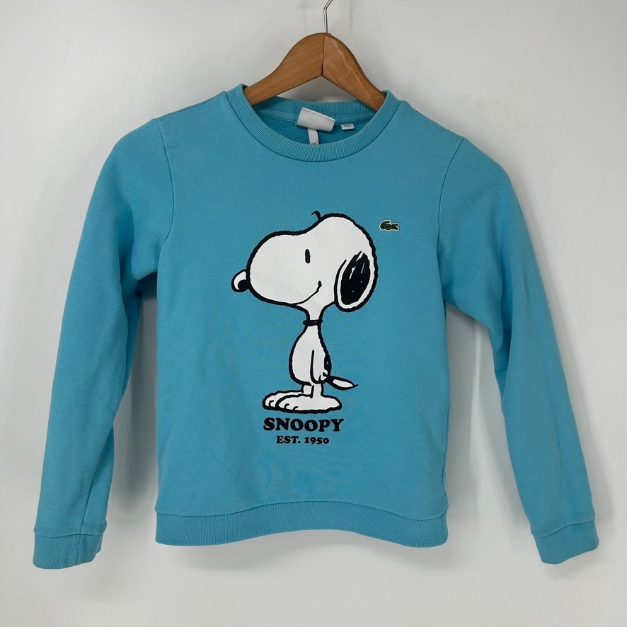 Lacoste X Peanuts Sweatshirt Boys 10 Blue Snoopy Graphic Crew Neck
