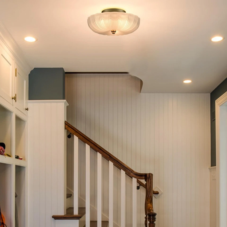 Luz de techo de montaje semi empotrado de 12 pulgadas, luces de techo modernas, latón de 3 luces Ce... Foto 2 de 4