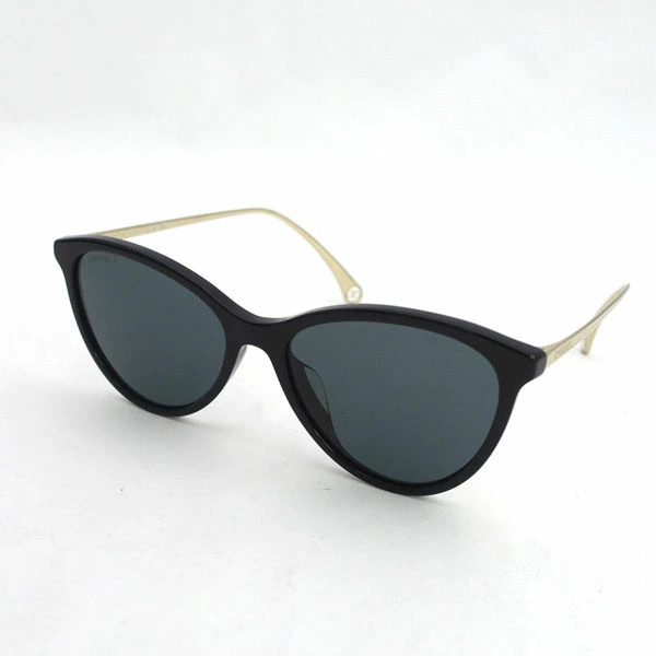 CHANEL Sunglasses Side Logo Black Gold Color 5459-A Sunglasses Glasses