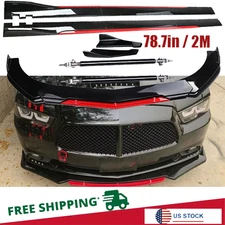 Front Bumper Lip Splitter Spoiler Glossy Black +Red For Dodge Charger 2006-2014
