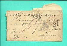 Netherlands Stampless Free Frank Red Amsterdam NY Due 21 Packet By Steamer USA