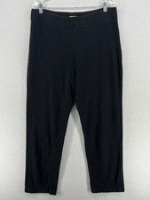 EILEEN FISHER Pants L Heavy Brushed Jersey Cotton Straight Pull On Black