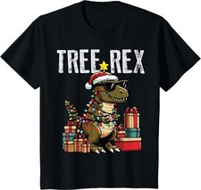 Kids Christmas Dinosaur Tree Rex Xmas Trex Toddler Boys Kid Youth Unisex T-shirt