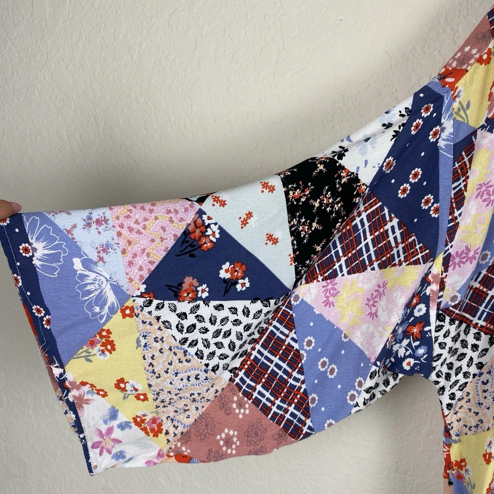Jaqueta quimono Gap G/XL patchwork frente aberta camponesa boho cottagecore - Imagem 4 de 4