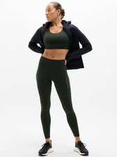 Athleta Rainier High Rise Reflective Print Legging Zip Pockets for Training, Elm