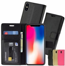 Custodia Pieghevole Book-Style Borsa IN Ecopelle IPHONE 10 Case per Cellulare X