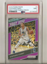 2016-17 Panini Prizm STEPHEN CURRY First Step Purple Prizm 33/75 #4 PSA 9 POP 5