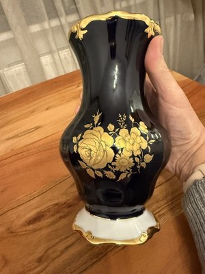 Weimarer Porzellan echt Weimar Kobalt 2  Vase Sammlervase H 19.5 D 10 GDR