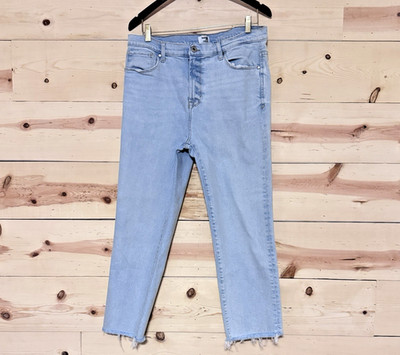 Kensie Jeans Womens Size 14 The Worker Light Wash Straight Raw Hem Denim