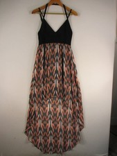Guess Dress Womens M Hi Low Maxi V Neck Spaghetti Strap Printed Skirt