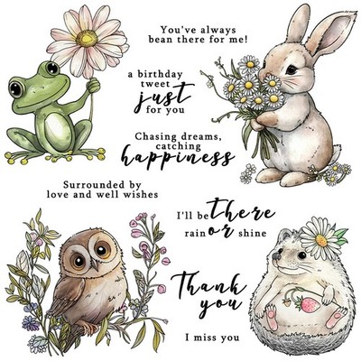 Frog Owl I'll Be There Rain Or Shine Clear Rubber Stamps Journal Scrapbook Craft