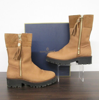 Fairfax & Favor Shearling Lined Paris Cognac Nubuck Boots Ladies Size UK 7.5