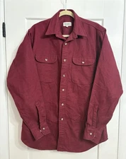 Vintage J. Peterman Men’s Medium Burgundy Chamois Flannel Long Sleeve Shirt