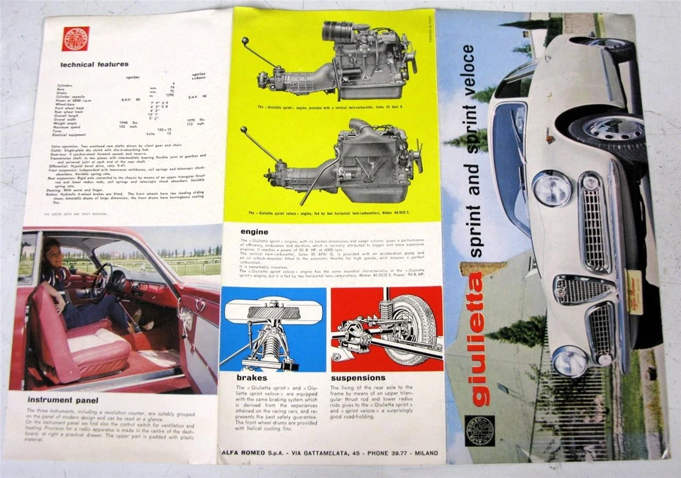 ALFA ROMEO Giulietta Sales Brochure Sprint Veloce Dec 1958 #DC PRO 12-1958 4 - Image 4 of 4