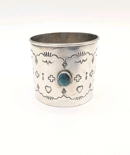 Navajo Julia Smith Handmade Sterling Silver Turquoise Baby Cup Heirloom Gift