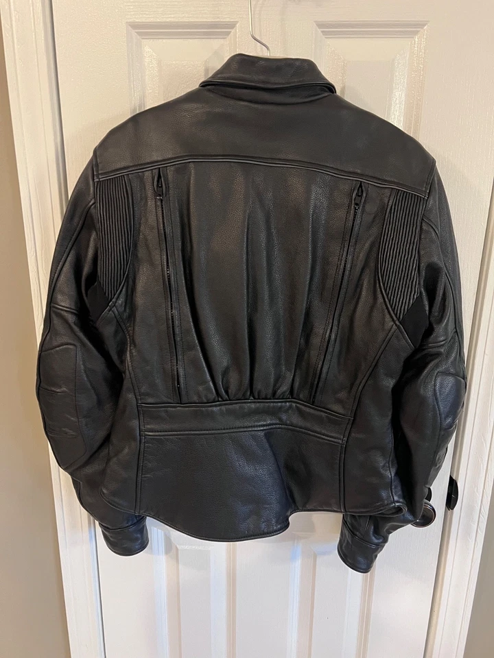 Chaqueta de motociclista forrada de cuero negra para mujer FIRST GEAR talla L Foto 2 de 3