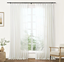 2 Panels Premium Natural Pinch Pleat Sheer Curtains 40"W x 108"L Textured