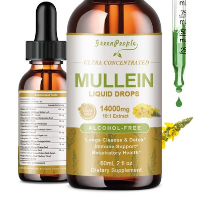 Mullein Leaf Extract for Lungs, Mullein Drops for Lungs Support Lung Respiratory