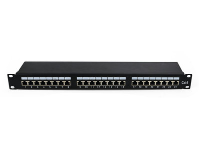 ENS 24 Ports Cat6 Shielded Patch Panel, 1U 19 Inch Metal Housing Patch Panel