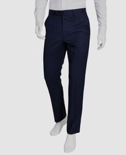Michael Kors Men's Blue Plaid Classic Fit Wool Stretch Suit Pants Size-38W 32L