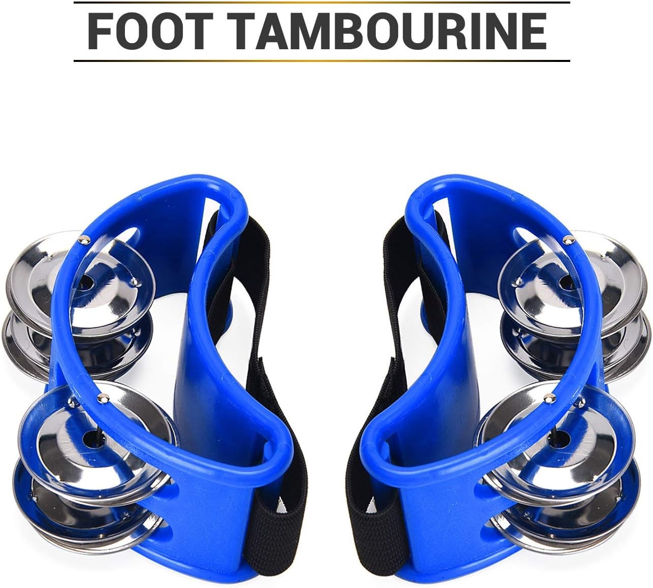 Facmogu 2PCS Foot Tambourines with Metal Jingles, Foot Percussion Musical Instru