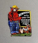 VINTAGE 12” SMOKEY BEAR FOREST PORCELAIN SIGN CAR GAS TRUCK MOTORCYCLE