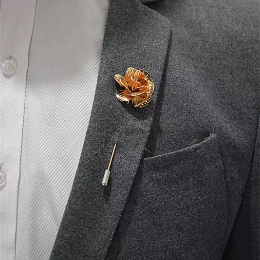 Lapel Pin Flower Gold Metal Men Women Wedding Suit Favors Pin, Groom Boutonniere | eBay