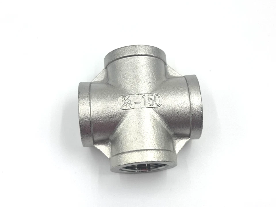 STAINLESS STEEL 4 WAY 3/4" NPT PIPE CROSS UNION HEAVY DUTY CAST CLASS 150 - Image 3 of 3