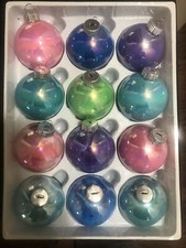 Handmade Bright Marbled Iridescent Variety Glass Ornaments - 12