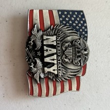 United States Navy Belt Buckle Military Flag  Seal Vintage 1991 Siskiyou