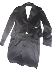 Tailleur completo donna elegante per occasioni nero lucido Gonna Coconuda Tg 42