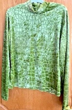 Alberto Makali - Animal Giraffe Print Zip Back Roll Neck - Green Sz: M 