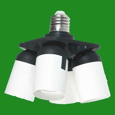 2x Adaptors each Converts 1 E27 to 4 E27 Sockets, Multiple Light Bulbs from Lamp