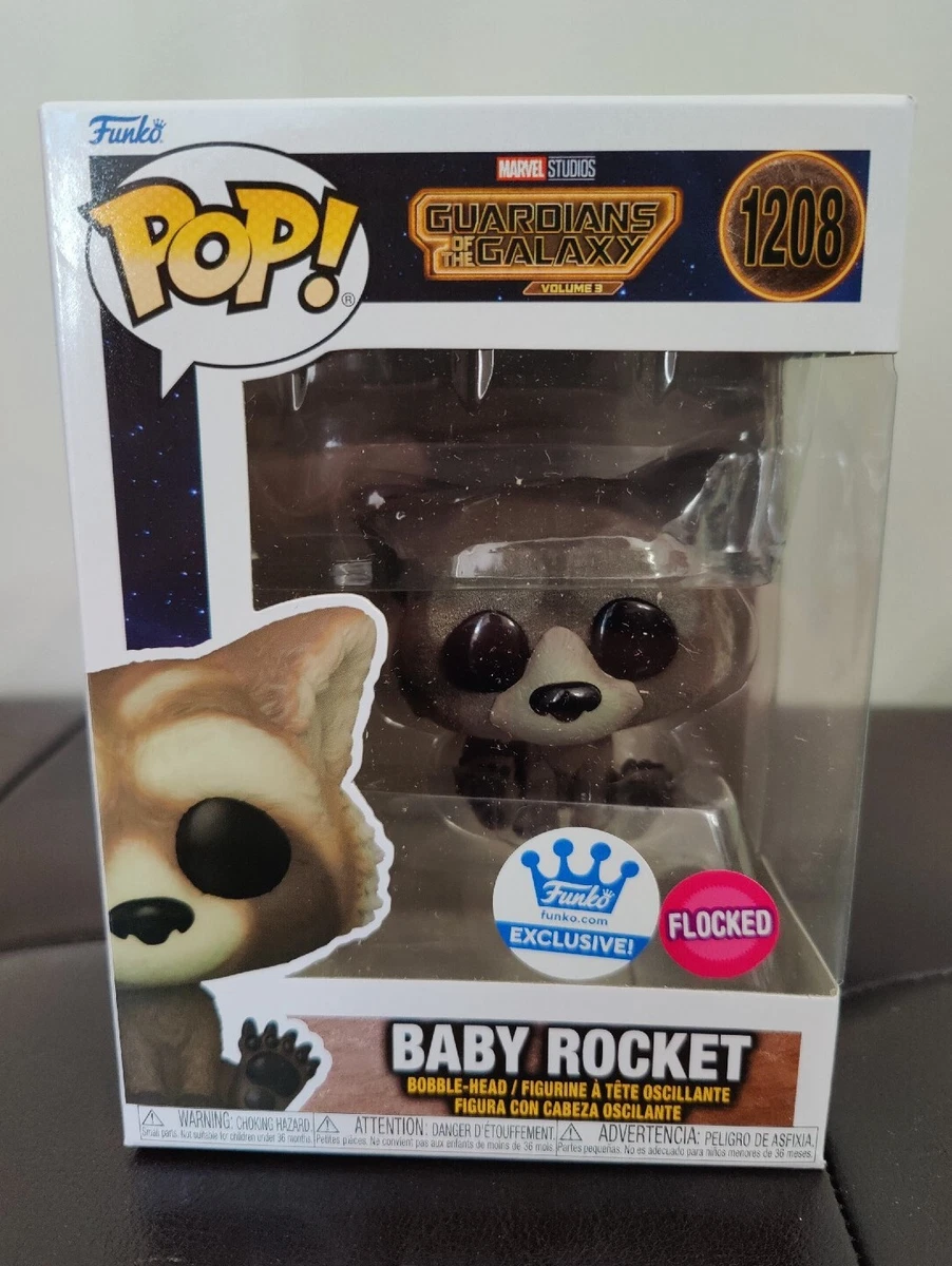 Funko POP! Baby Rocket Marvel Guardians Of The Galaxy 3 Flocked #1208  Exclusive