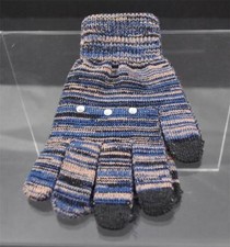 New Varigated Blue Tan Black 3 Finger Texting Gloves Rhinestone Trim B24