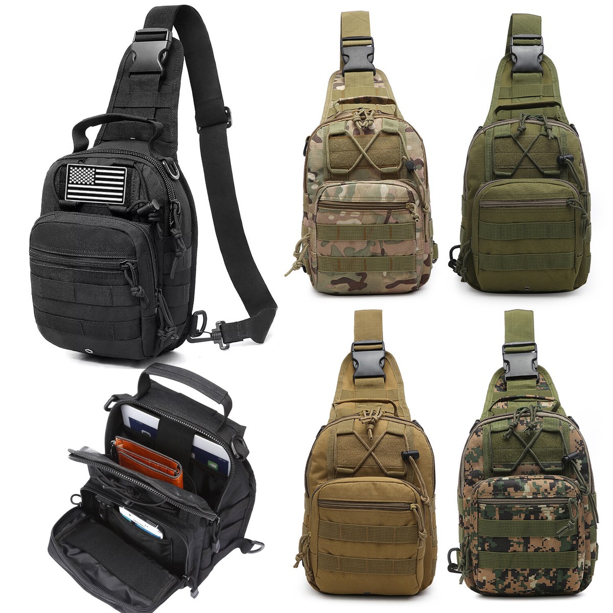 Concealed Carry Military Messenger Bags Mens Tactical Molle - Main Image