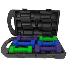 Neoprene Hand Dumbbell Weight Set 10kg Carry Case, green, purple, blue Colors