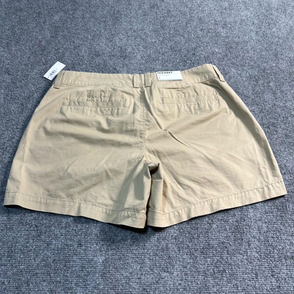 NOVO Shorts Feminino Old Navy 6 Tan Mistura de Algodão Elástico Casual Preppy - Imagem 2 de 4