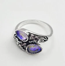 925 Sterling Silver Adjustable Size Synthetic Moonstone Spoon Ring
