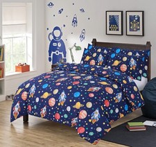 Single Bed Duvet Quilt Cover Bedding Sets Kids Space Camouflage Dinosaur Unicorn