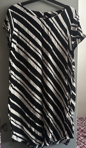 Abito a righe bianco nero New Look UK 14 Eur 42 - Foto 3 di 8