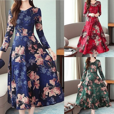Ästhetisches Damen Retro Design langer Rock Cheongsam Kleid für moderne Mütter