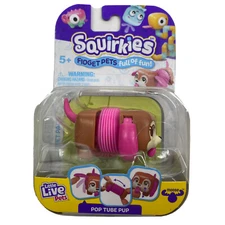 Moose Toys Little Live Pets  POP TUBE PUP  Squirkies Fidget, Pink Brown Dog NEW