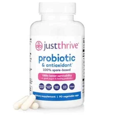 Just Thrive Probiotic & Antioxidant Dietary Supplement Spore Based 30 Caps 10/25