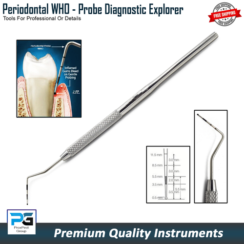 Dental WHO PROBES Ball Ended BPE Probe Marking Color Coated Periodontal