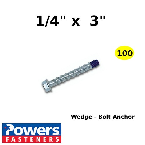 WedgeBolt Screw Anchor 1/4" x 3" Powers Fasteners 100/Box eBay